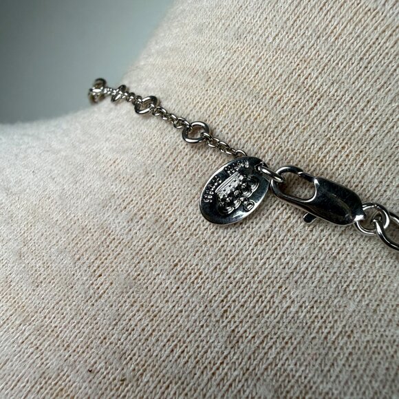 Tutti Frutti Silver Tone Multi Strand Chain Necklace Heart Rhinestone 30-32" - Picture 5 of 5